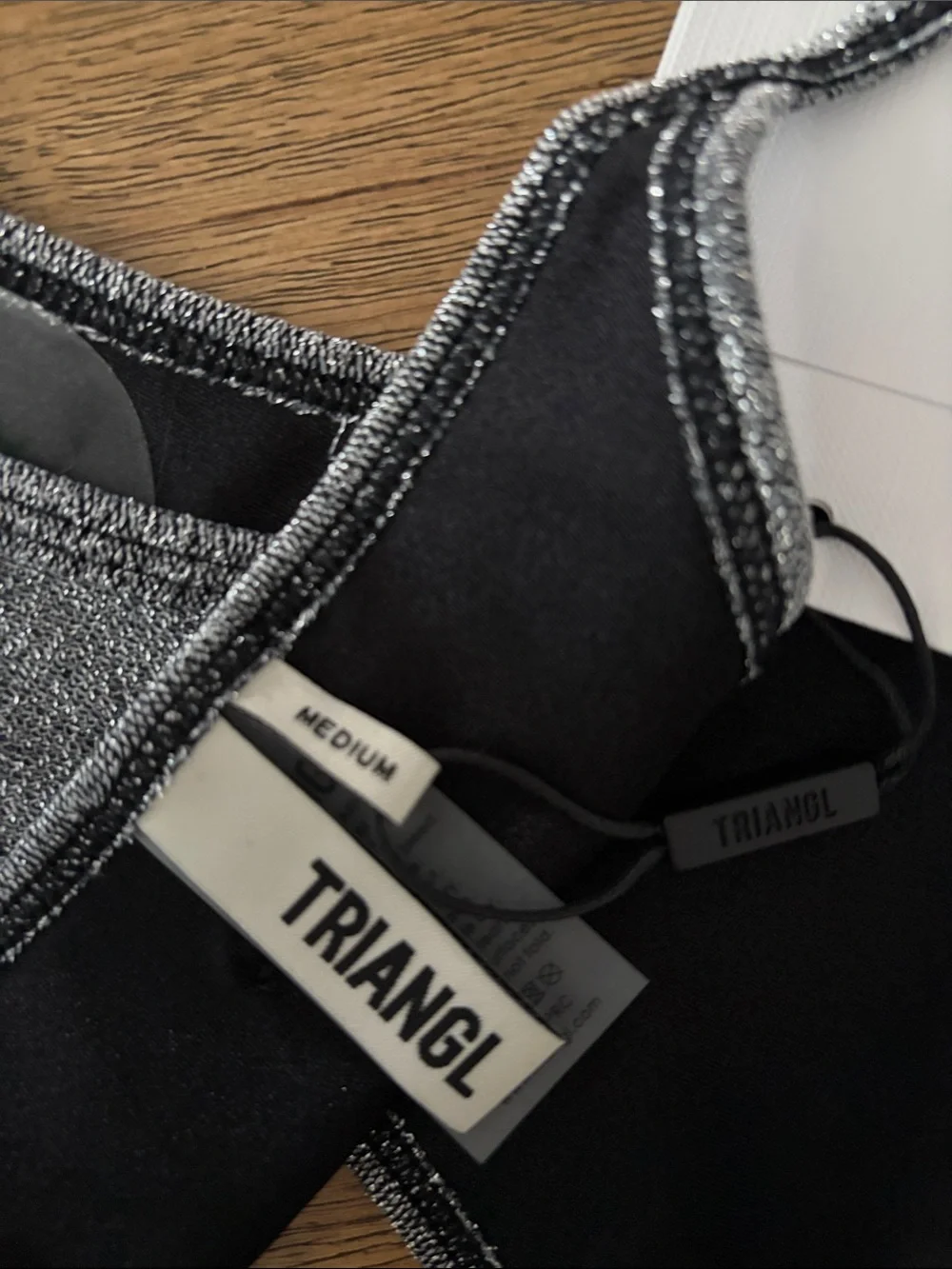 New Triangl Minimal  - SILVER SPARKLE CROP BIKINI SET